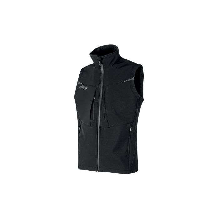 Upower Brio Chaleco de Trabajo Softshell Repelente al Agua - Talla XL - Tecnologia Grafeno, Ligero y Duradero, Multiples Bolsillos Practicos, Insertos Reflectantes, Cremallera Waterproof - Color Negro
