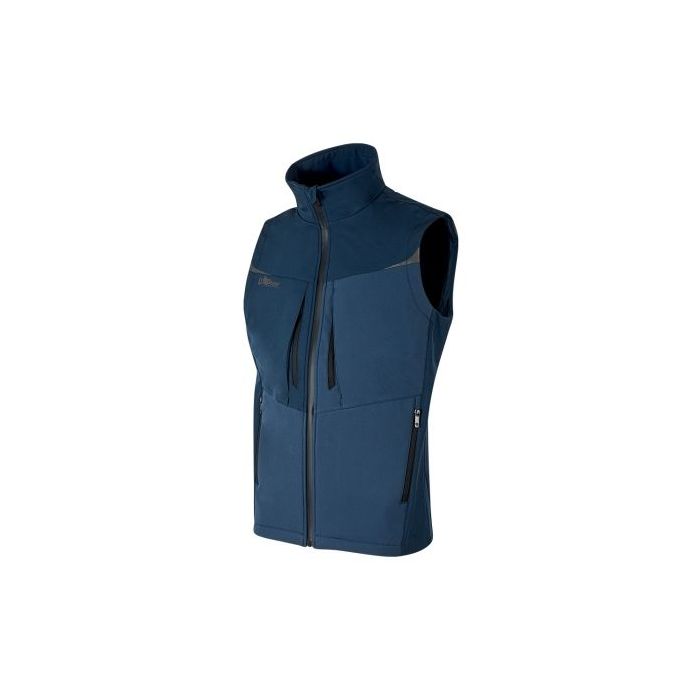 Upower Brio Chaleco de Trabajo Softshell - Talla 3XL - Repelente al Agua, Interior de Microfleece, Tecnologia de Grafeno, Multiples Bolsillos, Detalles Reflectantes, Cremallera Waterproof - Color Azul Marino