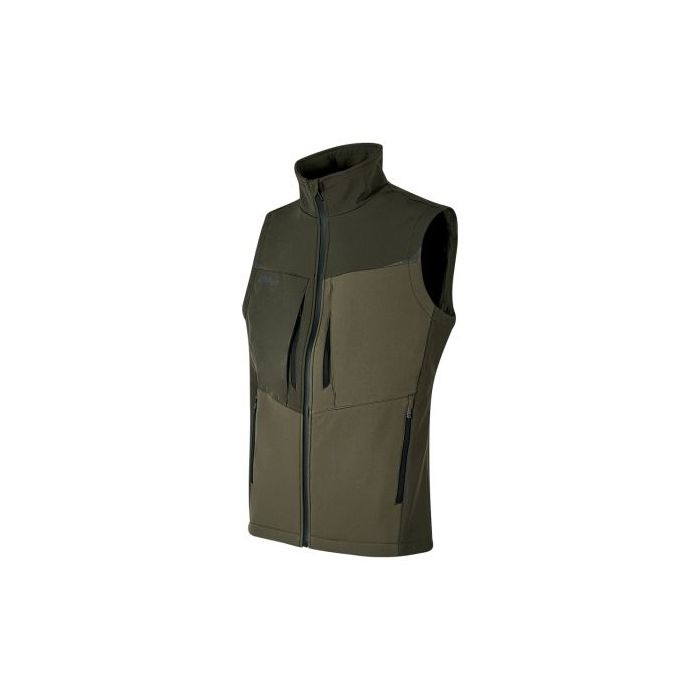 Upower Brio Chaleco de Trabajo Softshell - Talla XL - Repelente al Agua, Interior de Microfleece, Tecnologia de Grafeno, Multiples Bolsillos, Detalles Reflectantes, Cremallera Waterproof - Color Verde Oscuro