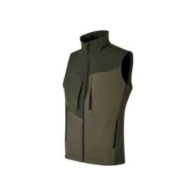 Upower Brio Chaleco de Trabajo Softshell - Talla XS - Repelente al Agua, Interior de Microfleece, Tecnologia de Grafeno, Multiples Bolsillos, Detalles Reflectantes, Cremallera Waterproof - Color Verde Oscuro
