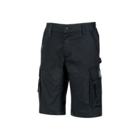 Upower Solaris Bermudas Cargo Funcionales - Talla S - Tejido Ripstop Elastico, Multibolsillos, Detalles Reflectantes, Proteccion Lumbar, Cierre Antirayaduras - Color Negro
