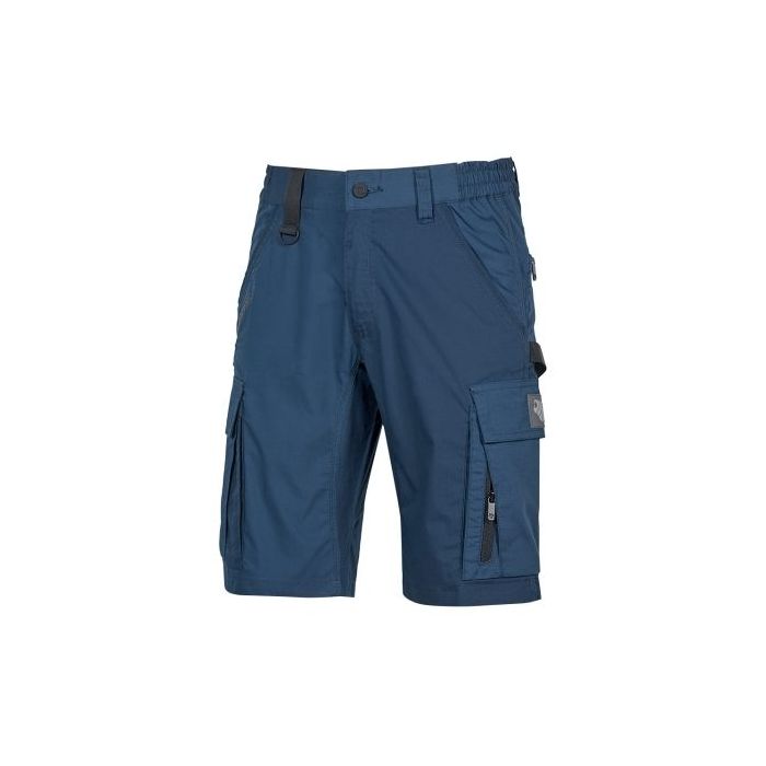 Upower Solaris Bermudas Cargo Funcionales - Talla 2XL - Tejido Ripstop Elastico, Multibolsillos, Detalles Reflectantes, Proteccion Lumbar, Cierre Antirayaduras, Porta Identificacion Oculto - Color Azul Marino