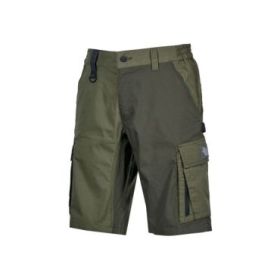 Upower Solaris Bermudas Cargo Funcionales - Talla 3XL - Tejido Ripstop Elastico, Multibolsillos, Detalles Reflectantes, Proteccion Lumbar, Ajuste Seguro - Color Verde Oscuro