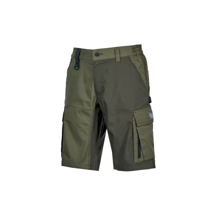 Upower Solaris Bermudas Cargo Funcionales - Talla 3XL - Tejido Ripstop Elastico, Multibolsillos, Detalles Reflectantes, Proteccion Lumbar, Ajuste Seguro - Color Verde Oscuro