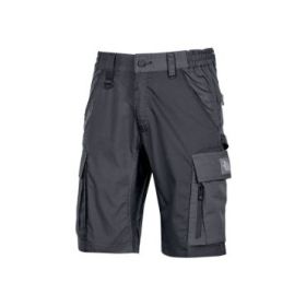 Upower Solaris Bermudas Cargo Funcionales - Talla 4XL - Tejido Ripstop Elastico, Multibolsillos, Detalles Reflectantes, Proteccion Lumbar, Cierre Antirayaduras, Porta Identificacion Oculto - Color Gris