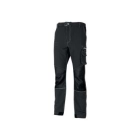 Upower Ibiza Pantalon de Trabajo Confortable - Talla S - Tejido Tecnico Elastico, Bolsillos Inteligentes, Cinturon Integrado, Detalles Reforzados, Cinta Reflectante, Triple Costura - Color Negro Carbon