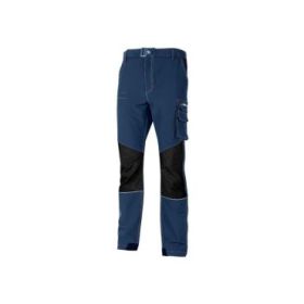Upower Ibiza Pantalon de Trabajo Confortable - Talla S - Tejido Tecnico Elastico, Bolsillos Inteligentes, Cinturon Integrado, Detalles Reforzados, Cinta Reflectante, Triple Costura - Color Azul Oscuro Westlake