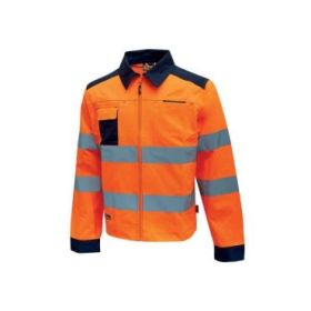 Upower Glare Chaqueta Funcional con Bolsillos Multifuncionales - Talla S - Portatarjetas Retractil, Rayas Reflectantes, Triple Costuras, Proteccion DPI2, Certificacion CE - Color Naranja Fluorescente