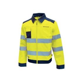 Upower Glare Chaqueta Funcional con Bolsillos Multifuncionales - Talla 3XL - Portatarjetas Retractil, Rayas Reflectantes, Triple Costuras, Proteccion DPI2, Certificacion CE - Color Amarillo Fluorescente