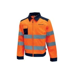 Upower Gleam Chaqueta Funcional con Bolsillos Multifuncionales - Talla 3XL - Portatarjetas Retractil, Rayas Reflectantes, Triple Costuras, Proteccion DPI2, Ajuste Personalizado - Color Naranja Fluorescente