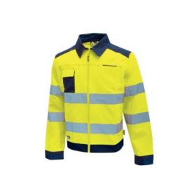 Upower Gleam Chaqueta Funcional con Bolsillos Multifuncionales - Talla 3XL - Portatarjetas Retractil, Rayas Reflectantes, Triple Costuras, Proteccion DPI2, Ajuste Personalizado - Color Amarillo Fluorescente