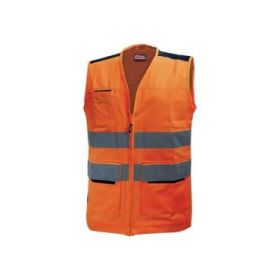 Upower Smart Chaleco Multifuncional - Talla 3XL - Bolsillos con Portatarjetas Retractil, Cintura Ajustable, Malla Transpirable, Tiras Reflectantes, Triple Costuras, Proteccion DPI2 - Color Naranja Fluorescente