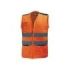 Upower Smart Chaleco Multifuncional - Talla XL - Bolsillos con Portatarjetas Retractil, Cintura Ajustable, Malla Transpirable, Tiras Reflectantes, Triple Costuras, Proteccion DPI2 - Color Naranja Fluorescente