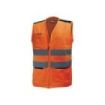 Upower Smart Chaleco Multifuncional - Talla XL - Bolsillos con Portatarjetas Retractil, Cintura Ajustable, Malla Transpirable, Tiras Reflectantes, Triple Costuras, Proteccion DPI2 - Color Naranja Fluorescente