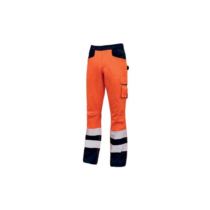 Upower Radiant Pantalon con Forro de Franela - Talla 3XL - Multiples Bolsillos, Eslinga de Martillo, Rodillas Preformadas, Detalles Reflectantes, Proteccion DPI2 - Color Naranja Fluorescente