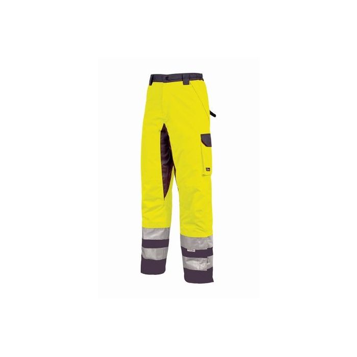 Upower Subu Pantalones Impermeables y Transpirables - Talla M - Bolsillos Multifuncionales, Rodillas Reforzadas, Cintura Elastica, Cintas Reflectantes, Proteccion DPI2, Certificacion CE - Color Amarillo Fluorescente