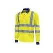 Upower Shine Polo de Manga Larga con Detalles Reflectantes - Talla L - Cuello Cerrado Tres Botones, Ventilaciones Laterales, Banda para el Sudor, Proteccion DPI3, Alta Durabilidad - Color Amarillo Fluorescente