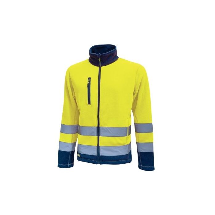 Upower Boing Chaqueta Polar con Cremallera Completa - Talla 2XL - Bolsillos Inferiores y para Movil, Detalles Reflectantes, Proteccion DPI2, Certificacion CE - Color Amarillo Fluorescente
