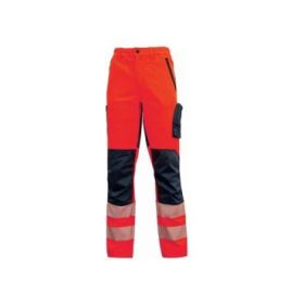 Upower Roy Pantalones Alta Visibilidad Elasticos - Talla XL - Tejido Stretch, Multiples Bolsillos con Cierre Zip, Cintura Elastica, Rodillas Preformadas, Proteccion DPI2 - Color Rojo Fluorescente