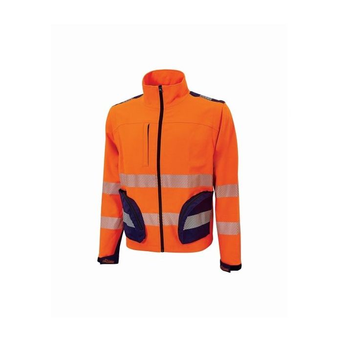 Upower Bea Cazadora de Trabajo Alta Visibilidad - Talla 3XL - Mangas Separables, Bolsillos Funcionales, Bandas Reflectantes Termoselladas, Ajuste con Velcro, Proteccion DPI2 - Color Naranja Fluorescente
