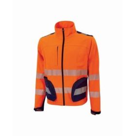 Upower Bea Cazadora de Trabajo Alta Visibilidad - Talla XS - Mangas Separables, Bolsillos Funcionales, Bandas Reflectantes Termoselladas, Ajuste con Velcro, Proteccion DPI2 - Color Naranja Fluorescente