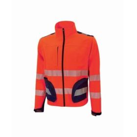 Upower Bea Cazadora de Trabajo Alta Visibilidad - Talla S - Mangas Separables, Bolsillos Funcionales, Bandas Reflectantes Termoselladas, Ajuste Regulable, Proteccion DPI2 - Color Rojo Fluorescente