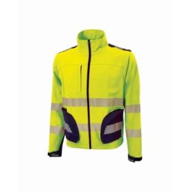 Upower Bea Cazadora de Trabajo Alta Visibilidad - Talla M - Mangas Separables, Bolsillos Funcionales, Bandas Reflectantes Termoselladas, Ajuste con Velcro, Proteccion DPI2 - Color Amarillo Fluorescente