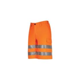 Upower Altair Bermuda de Trabajo - Talla 4XL - Comodidad y Funcionalidad, Resistente Algodon y Poliester, Multiples Bolsillos, Elementos Reflectantes, Ajuste Perfecto con Insertos Elasticos - Color Naranja Fluorescente