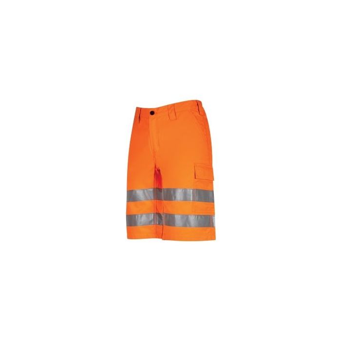 Upower Altair Bermuda de Trabajo - Talla S - Resistente Algodon y Poliester, Multiples Bolsillos, Cierre Antirayaduras, Refuerzos Lumbares, Cinta Reflectante, Ajuste Elastico - Color Naranja Fluorescente