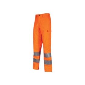 Upower Sirius Pantalon de Trabajo Alta Visibilidad - Talla 3XL - Resistente al Desgaste, Elementos Reflectantes, Bolsillos Funcionales, Ajuste Confortable, Proteccion Zona Lumbar - Color Naranja Fluorescente