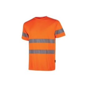Upower Mizar Camiseta de Trabajo Alta Visibilidad - Talla 3XL - Bandas Reflectantes, Tejido Transpirable Nido de Abeja, Cinta Antisudor, Durabilidad Hasta 25 Lavados - Color Naranja Fluorescente
