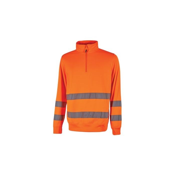 Upower Felis Sudadera de Trabajo con Aislamiento Termico - Talla 3XL - Bandas Reflectantes, Media Cremallera, Mangas a Giro, Costuras Reforzadas, Alta Durabilidad - Color Naranja Fluorescente