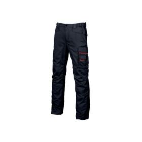 Upower Smile Pantalones de Trabajo en Algodon Elastico - Talla 64 - Multiples Bolsillos, Cierre con Cremallera, Refuerzos en Rodillas, Ajuste Slim Fit, Proteccion DPI1 - Color Azul Marino