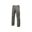 Upower Smile Pantalones de Trabajo en Algodon Elastico - Talla 56 - Multiples Bolsillos, Cierre Cremallera y Boton Resistente, Refuerzos en Rodillas, Ajuste Slim Fit, Proteccion DPI1 - Color Gris Piedra