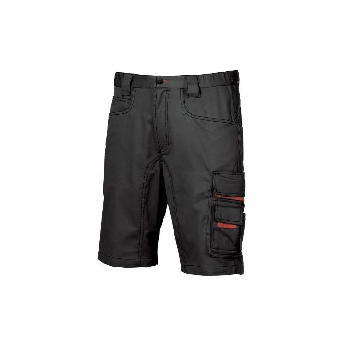 Upower Party Pantalon Corto Multifuncional - Talla 62 - Multiples Bolsillos, Cintura Ajustable, Costuras Triples, Proteccion DPI1, Boton Resistente a Arañazos - Color Negro Carbon