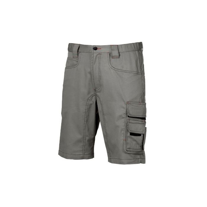 Upower Party Pantalon Corto Multifuncional - Talla 48 - Multiples Bolsillos, Cierre de Seguridad, Costuras Triples, Cintura Ajustable, Proteccion DPI1 - Color Gris Piedra