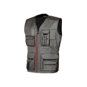 Upower Fun Chaleco de Trabajo Multifuncional - Talla 3XL - Bolsillos con Cerradura de Seguridad, Ventilacion Malla 3D, Correas de Refuerzo, Proteccion DPI1 - Color Gris Piedra