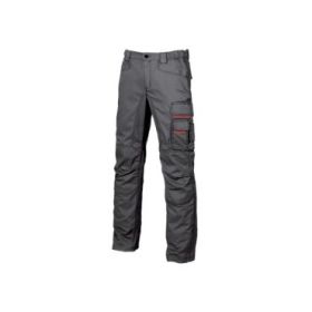 Upower Grin Pantalon de Trabajo con Forro de Franela - Talla 62 - Multiples Bolsillos, Refuerzos en Areas Clave, Cintura Ajustable, Proteccion DPI1 - Color Gris Meteorito