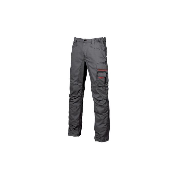 Upower Grin Pantalon de Trabajo con Forro de Franela - Talla 62 - Multiples Bolsillos, Refuerzos en Areas Clave, Cintura Ajustable, Proteccion DPI1 - Color Gris Meteorito