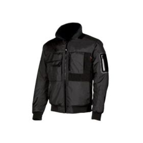 Upower Mate Bomber de Trabajo con Mangas Desmontables - Talla L - Impermeable, Interior de Microfibra, Bolsillos con Tecnologia Avanzada, Refuerzos Anti-Desgaste, Proteccion DPI1 - Color Negro Carbon