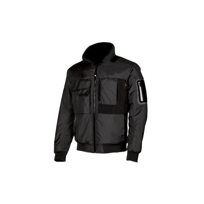 Upower Mate Bomber de Trabajo con Mangas Desmontables - Talla L - Impermeable, Interior de Microfibra, Bolsillos con Tecnologia Avanzada, Refuerzos Anti-Desgaste, Proteccion DPI1 - Color Negro Carbon