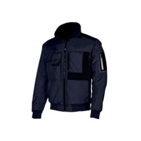 Upower Mate Bomber de Trabajo con Mangas Desmontables - Talla 4XL - Impermeable, Interior de Microfibra, Bolsillos con Solapa y Velcro, Refuerzos Anti-Desgaste, Detalles Reflectantes, Proteccion DPI1 - Color Azul Marino