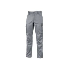 Upower Crazy Pantalones Cargo Stretch - Talla M - Bolsillos Multifuncionales, Refuerzo Poli-Oxford, Detalles Reflectantes, Cinturilla Elastica, Rodillas Preformadas, Proteccion DPI1 - Color Gris Piedra