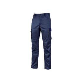 Upower Crazy Pantalones Cargo TC Stretch - Talla 3XL - Bolsillos Multifuncionales, Detalles Reflectantes, Cinturilla Elastica, Rodillas Preformadas, Proteccion DPI1, Ajuste Slim-Fit - Color Azul Oscuro Westlake