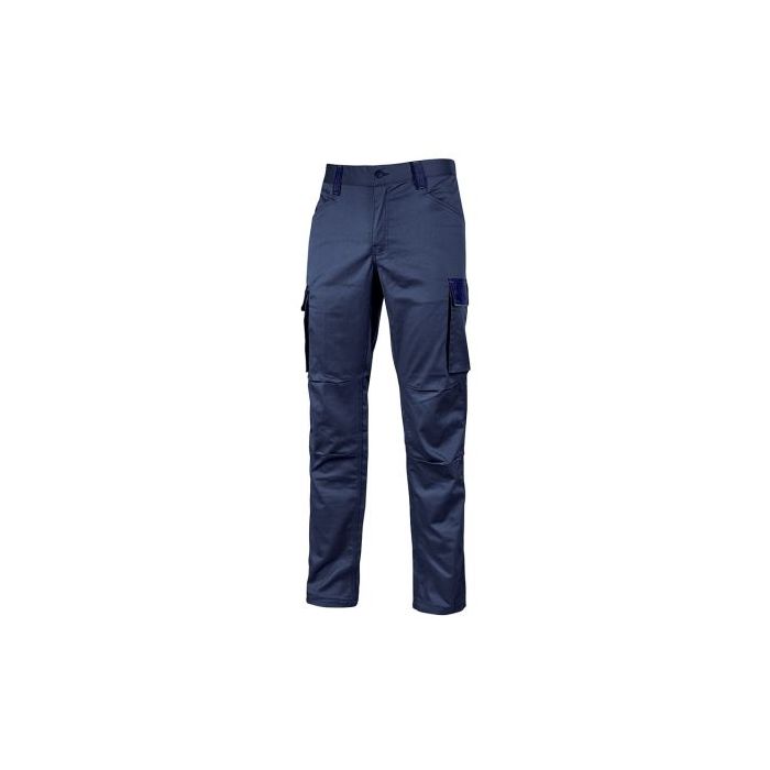 Upower Crazy Pantalones Cargo TC Stretch - Talla XL - Bolsillos Multifuncionales, Refuerzo Poli-Oxford, Detalles Reflectantes, Cinturilla Elastica, Rodillas Preformadas, Proteccion DPI1 - Color Azul Oscuro Westlake