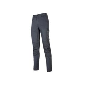 Upower Meek Pantalones Cargo TC Stretch - Talla S - Bolsillos Multifuncionales, Refuerzos Poli-Oxford, Cinturilla Elastica, Perfiles Reflectantes, Proteccion DPI1, Ajuste Slim-Fit - Color Gris Oscuro