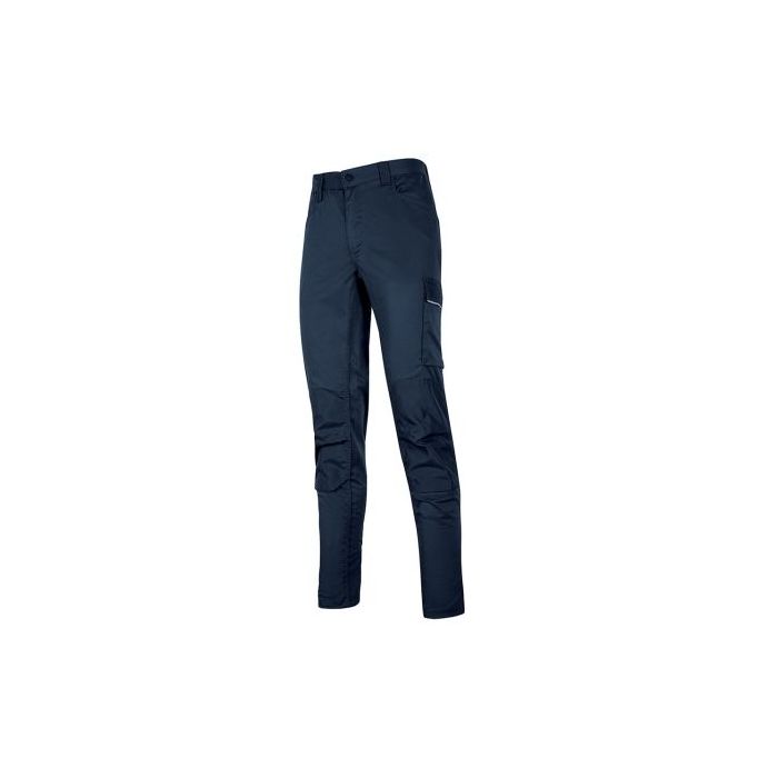 Upower Meek Pantalones Cargo Stretch - Talla 3XL - Bolsillos Multifuncionales, Refuerzos Poli-Oxford, Cinturilla Elastica, Perfiles Reflectantes, Proteccion DPI1, Ajuste Slim-Fit - Color Azul Oscuro Westlake