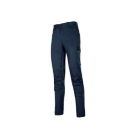 Upower Meek Pantalones Cargo Stretch - Talla S - Bolsillos Multifuncionales, Refuerzos Poli-Oxford, Cinturilla Elastica, Perfiles Reflectantes, Proteccion DPI1, Ajuste Slim-Fit - Color Azul Oscuro Westlake