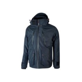Upower Forex Parka Versatil Impermeable - Talla M - Transpirable, Capucha Ajustable, Interior Termico Desmontable, Multiples Bolsillos, Proteccion DPI1, Detalles Reflectantes - Color Azul Marino
