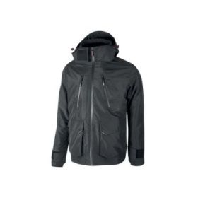 Upower Forex Parka Impermeable y Transpirable - Talla M - Capucha Ajustable y Desmontable, Detalles Reflectantes, Interior Termico con Mangas Desmontables, Proteccion DPI1 - Color Gris Meteorito